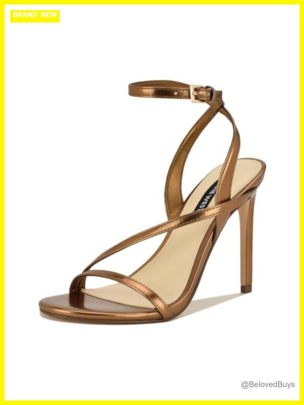 Nine West Miorla Faux Leather Stiletto Heeled Dress Sandals Square Toe Ankle